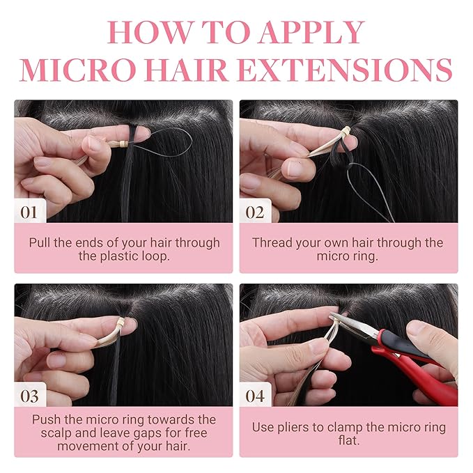 GOO GOO Micro Link Hair Extensions Real Human Hair, Upgraded 100g 100S, 20 Inch Cold Fusion Microlinks, Invisible Remy Hair, 1B/6/1B Balayage Natural Black to Chestnut Brown
