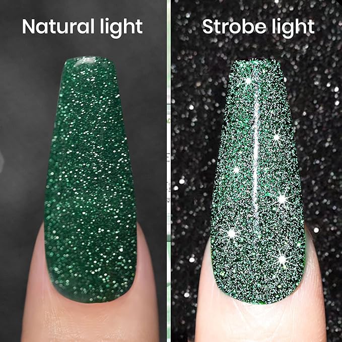 RARJSM Glitter Gel Polish, Olive Green Nail Polish Sparkly Shiny Gel Nail Art U V L E D Cure Need for Manicure DIY and Nail Salon 7.5ML