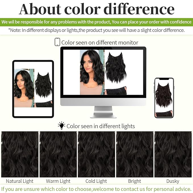 KooKaStyle Invisible Wire Hair Extensions with Transparent Headband Adjustable Size 4 Secure Clips Long Wavy Synthetic Hairpiece Rich Dark Brown with Warm Tones/6# for Women(12 Inch)