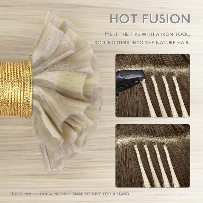 WENNALIFE U Tip Hair Extensions, 50g 50s 24 Inch Ash Blonde Highlighted Platinum Blonde Remy Hair, K Tip Real Human Hair Invisible Straight Keratin Hair Extensions