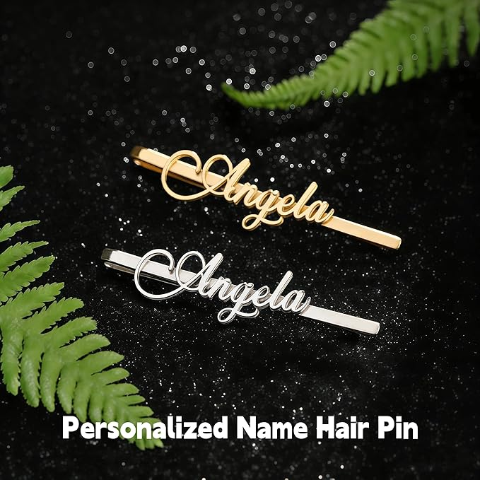 Personalized Name Hair Clip Stainless Steel for Women, Custom Name SlideProof Bobby Pins Hairpin Exquisite Nameplate Barrette Hair Accessories