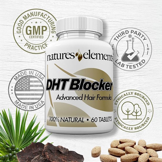 DHT Blocker – Herbal Formula with Saw Palmetto, Fo-Ti & Beta-Sitosterol – Supports Hair Regrowth & Gray Hair Reversal – Non-GMO, Vegetarian - 60 Tablets - Pack of 3