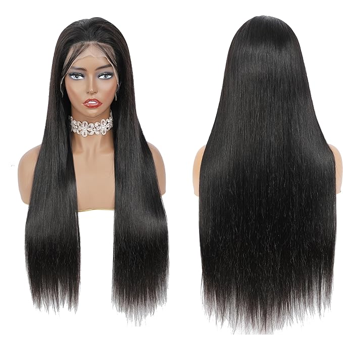 CHEETAHBEAUTY 13x6 Lace Front Wigs Human Hair 16Inch HD Transparent Lace Frontal Wigs 220% Density Brazilian Virgin Straight Human Hair Wigs for Women Pre Plucked with Baby Hair Natural Color