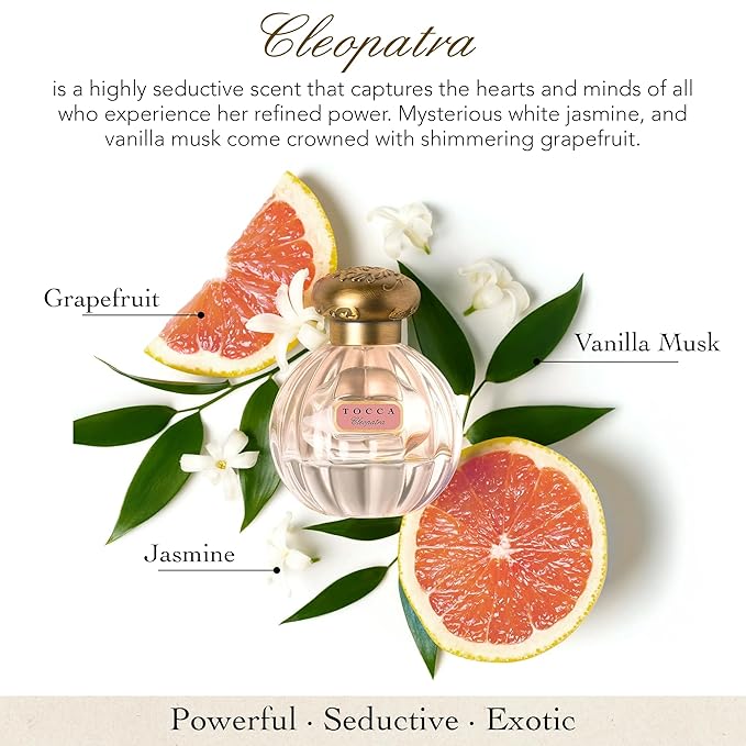 Tocca Cleopatra Perfume Set for Women, 100 ml (3.38 oz) + 10 ml (0.34 oz) - Warm Floral, Grapefruit, Jasmine, Vanilla Musk ($172 Value)