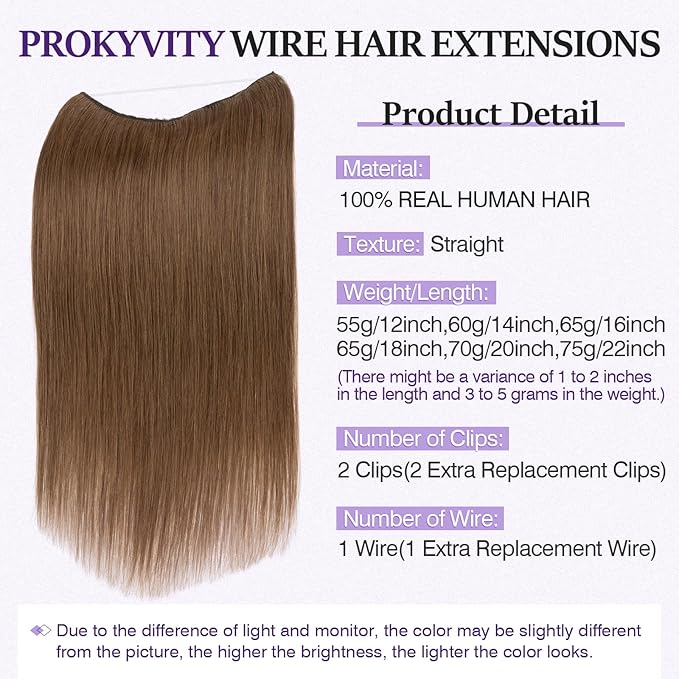 Halo Hair Extensions Real Human Hair,Halo Hair Extension 100% Human Hair, Wire Hair Extensions,Straight Warm Brown 14inch/60g