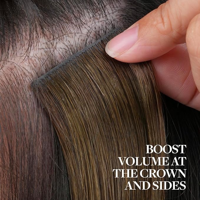 GOO GOO Invisi Edge Clip in Hair Extensions, 16inch 50g 4Pcs, Injected Seamless PU Clip in Hair Extensions, Virgin Real Human Hair, #4/27/4 Balayage Chocolate Brown to Caramel Blonde