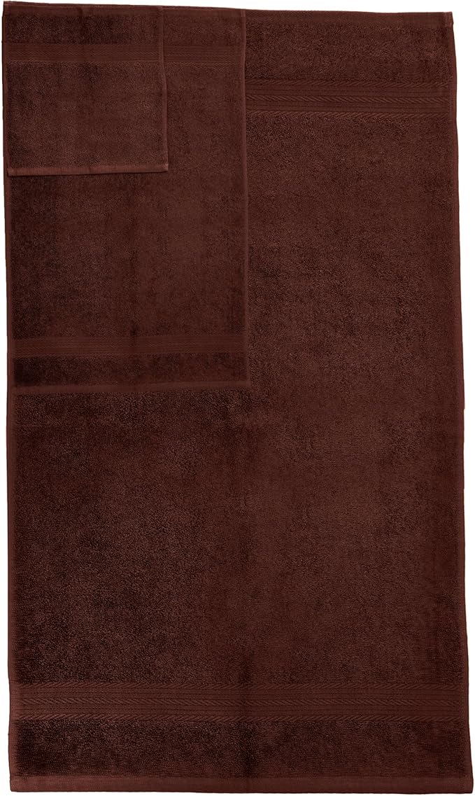 Ample Decor 100% Cotton Bathroom Towels Set of 6-2 Bath Towels, 2 Hand Towels, 2 Wash Cloths, Quick Drying - Brown Towel Sets
