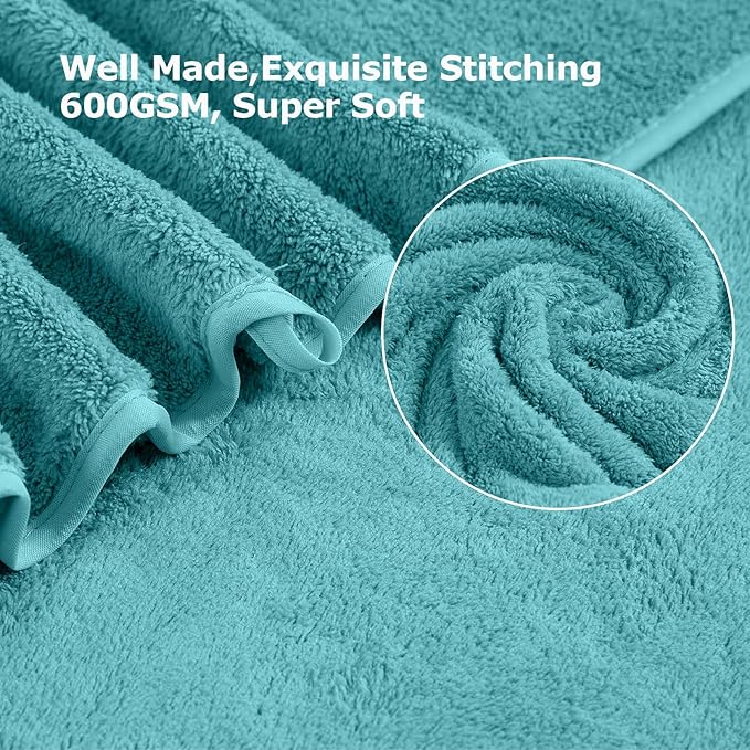 8 Pcs Bath Towel Set - 2 Oversized Bath Sheets, 2 HandTowels, 4 Washcloths - Quick Dry, Ultra Absorbent, Soft Microfiber Shower Towels for Bathroom, Hotel