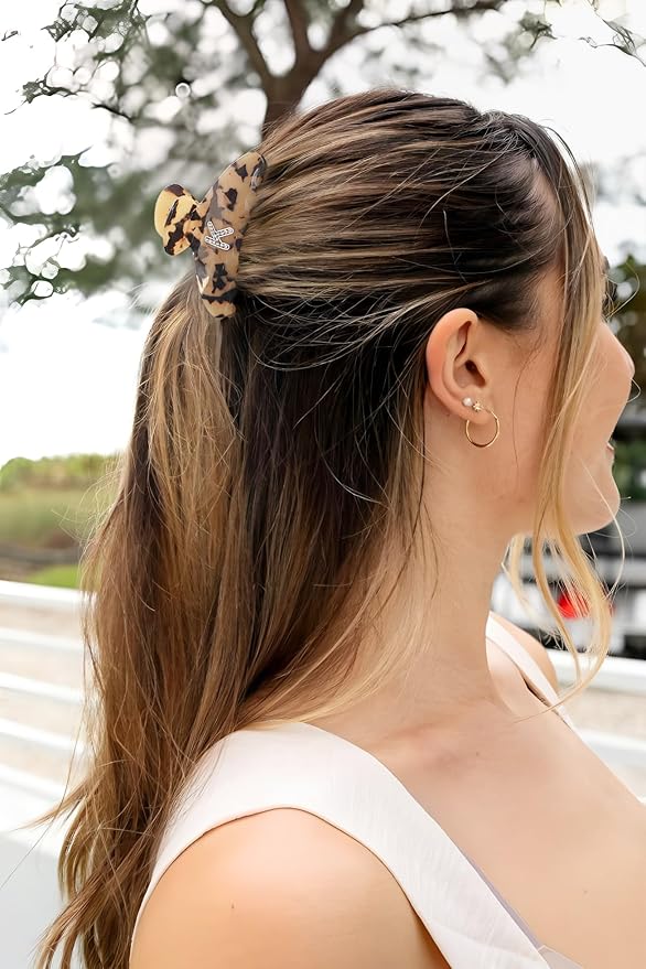 LILIE&WHITE Christmas Gift Tortoise Initial Hair Clips For Women With Letter Rhinestone Hair Claws Trendy Monogram Claw Clips For Thick Hair Alphabet K