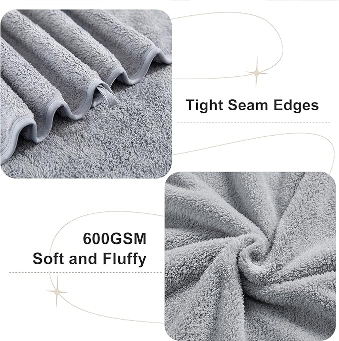 Oversized Bath Towels Set of 4, Extra Large 35x70 Inches Bath Sheets Quick Dry Towel for Bathroom, Ultra Soft Hotel Absorbent Shower Towels Set Light Gray (4Pcs)