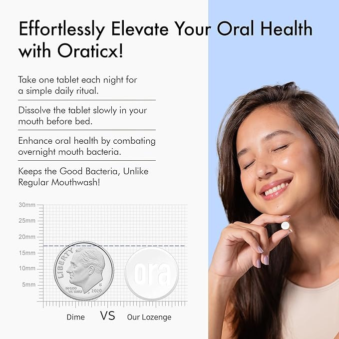 OraTicx Teeth & Gums Oral Probiotics, 8 Billion CFU - Naturally Supports Oral Health, Fresh Breath, and Immunity, Dental Probiotic Supplement, Grape Flavor 30 Lozenges 1-PK