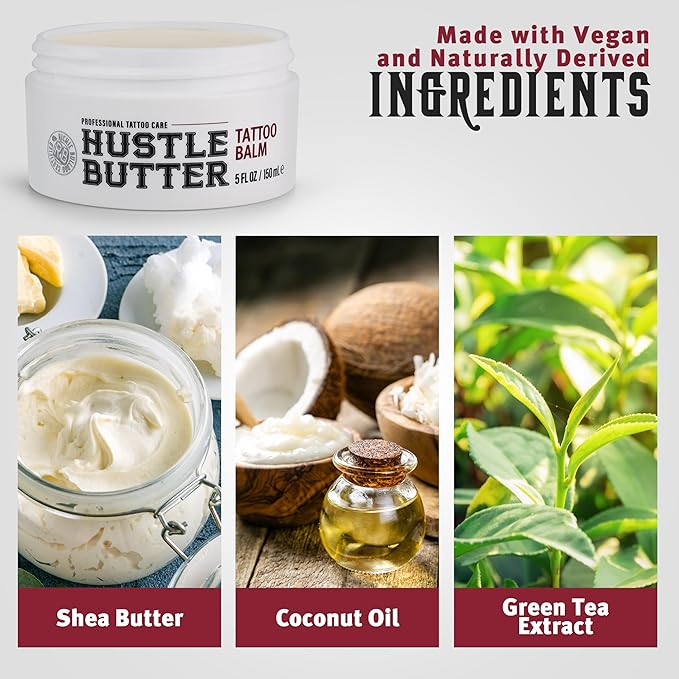 Hustle Butter Deluxe – Tattoo Butter for Before, During, and After the Tattoo Process – Anti-Inflammatory Lubrication – 100% Vegan Replacement for Petroleum-Based Products – 5 oz (2 Pack)