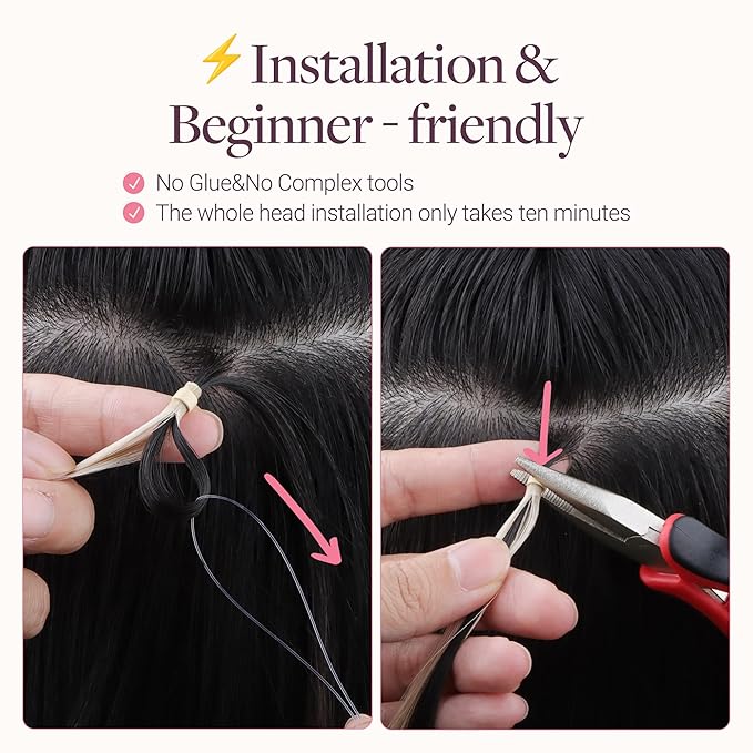 GOO GOO Micro Link Tip Hair Extensions, Real Human Hair, 14inch 50g 50S, Cold Fusion, Invisible Remy, Jet Black