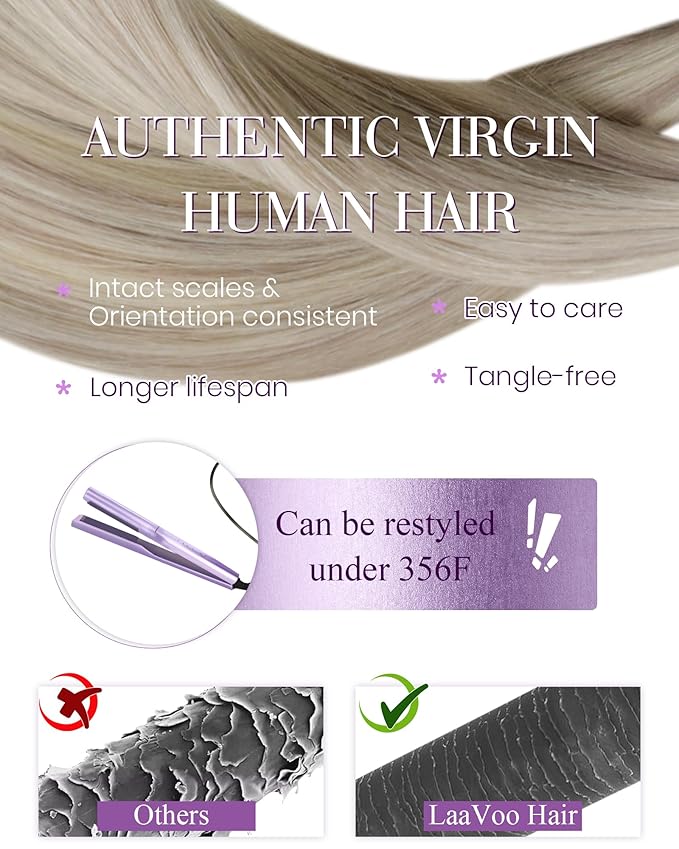 LaaVoo K Tip Hair Extensions Real Human Hair Blonde Utip Hair Extensions Ash Blonde Mixed With Bleach Blonde Ktip Human Hair Extensions 100g/100s 18 Inch