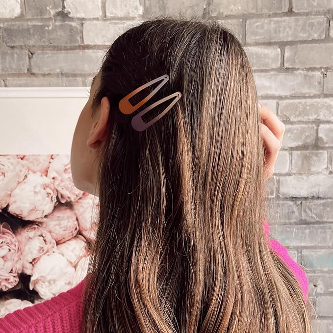48 PCS Small Metal Barrettes For Women Non Slip Water Drop Snap Clips For Thick Thin Fine Hair Classic Accessories,Pink Purple Brown Blue Green,1.97 x 0.5 In