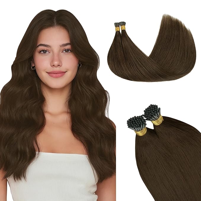 GOO GOO I Tip Hair Extensions, Real Human Hair, 24inch 100g 100S, Cold Fusion, Invisible Remy, 4A Chocolate Brown