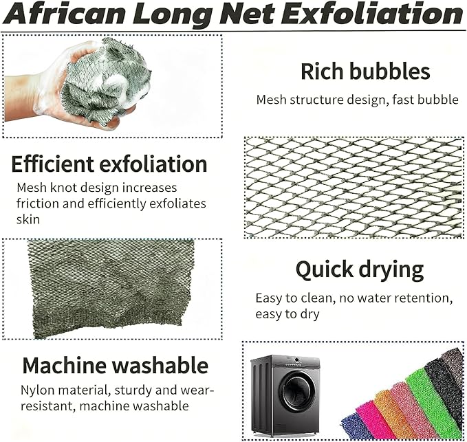 African Net Sponge Authentic, African Exfoliating Sponge Real African Net Black Owned, African Bath Sponge Back Scrubber, Body Exfoliator Shower Bath Accessories (Moss Green)