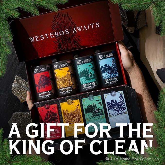 Every Man Jack Game of Thrones Collectors Body Wash Gift Set - Includes 4 Body Washes with Clean Ingredients & Westeros Inspired Scents
