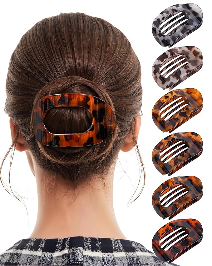 6 PCS Flat Hair Clips for Women - French Medium Flat Claw Clips for Thick Thin Hair, Strong Grip Non Slip Hair Claw Clips for Women Girls