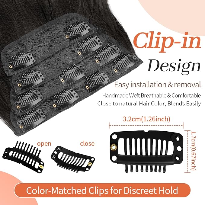 Kookastyle clip in hair extensions 4 pcs natural long Synthetic wavy curly hairpieces Layered soft invisible for women Natural Black 20 inch