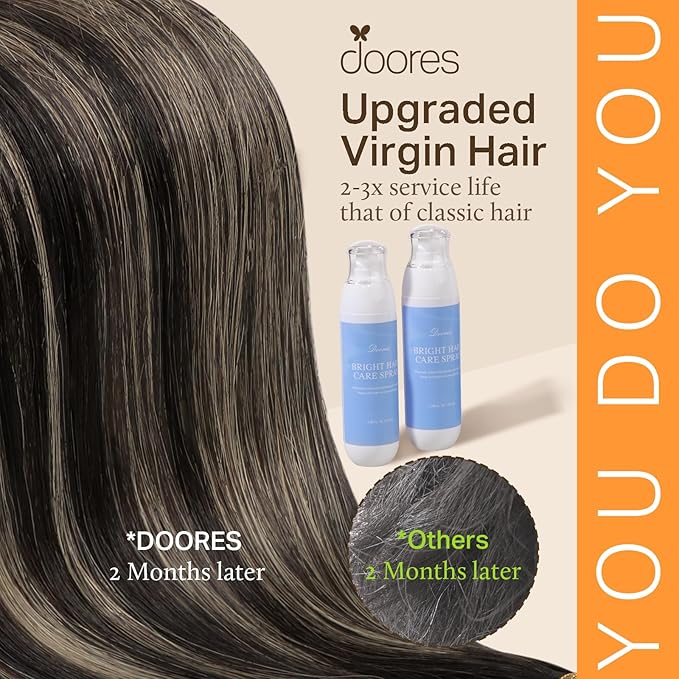 DOORES I Tip Hair Extensions Human Hair, Natural Black To Light Blonde 24 Inch 50g/50s, Cold Fusion Itip Extensions Natural Long Straight