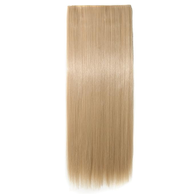 S-noilite Elegant 30"(76cm) Longest Straight Dark Blonde Mix Bleach Blonde 3/4 Full Head One Piece 5 Clips Clip in Hair Extensions
