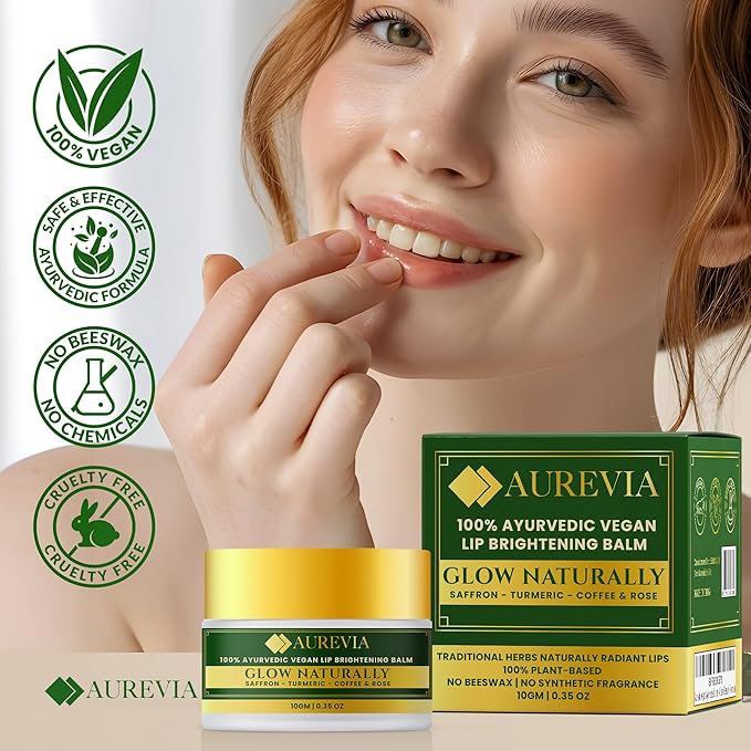 Ayurvedic Vegan Lip Brightening Balm for Dark & Smokers' Lips | Deeply Hydrating, Moisturizing & Rich- Antioxidants Botanical Lip Care