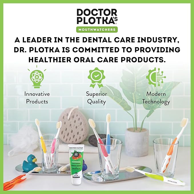 MOUTHWATCHERS Soft Flossing Toothbrushes, Family Pack, 2 Adult & 2 Kids, Ultra Clean Manual Toothbrush Set for Sensitive Teeth & Gums, by Dr. Plotka, Assorted Colors