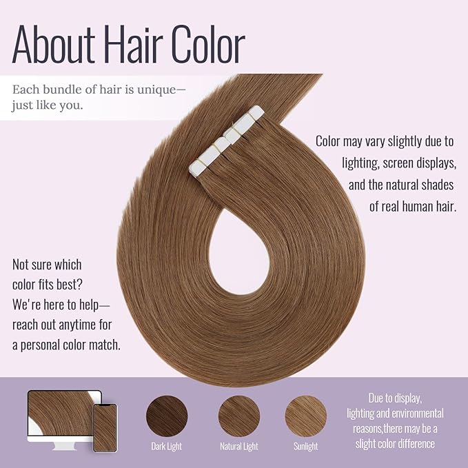 Fshine Invisible Tape in Hair Extensions Human Hair Color 330 Auburn Human Hair Extensions for Women 14 Inch Straight Human Hair 20Pcs Invisible Extension Hair 50g