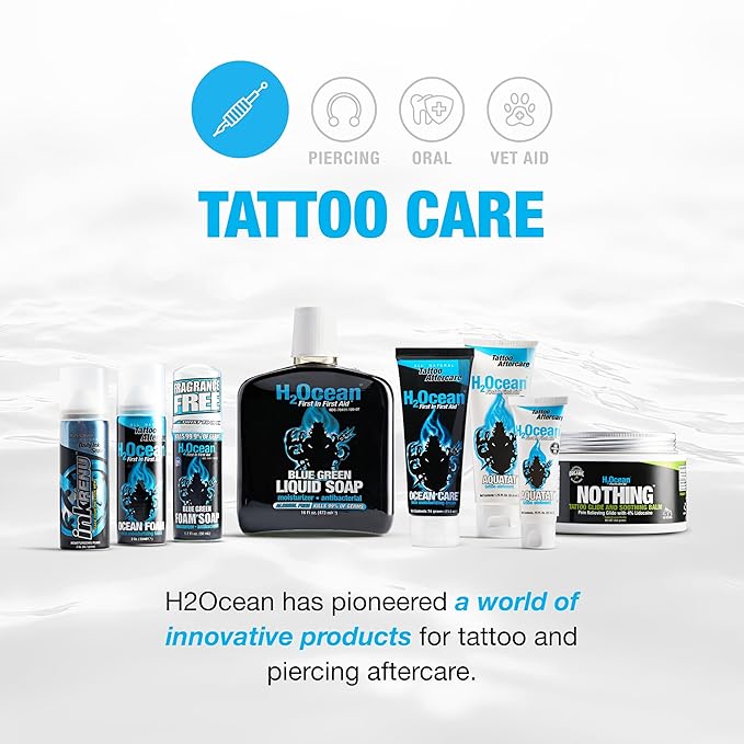 H2Ocean Ocean Care Tattoo Aftercare Lotion – Fragrance & Dye Free Tattoo Moisturizing Cream – Water-Based Vegan Skin Care for New & Old Tattoos – Heals, Revitalizes & Hydrates Tattooed Skin, 2.5oz