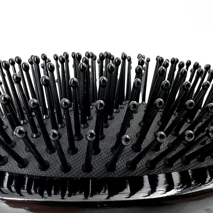 Phillips Brush Luxe Series Oval Paddle Hairbrush Combo Pack – Full Sized 9.25 inch Detangler + 7 inch Purse Size Travel Detangler, Sleek Black Color with Gold Accents