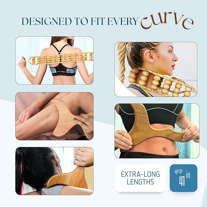 Abundantly Made Co. | 6-Piece Lymphatic Drainage Variety Kit + Wood Therapy Massage Tools | Wood, Jade & Silicone for Maderoterapia, Gua Sha, Cupping & Dry Brushing | Body Sculpting + Fascia Massager