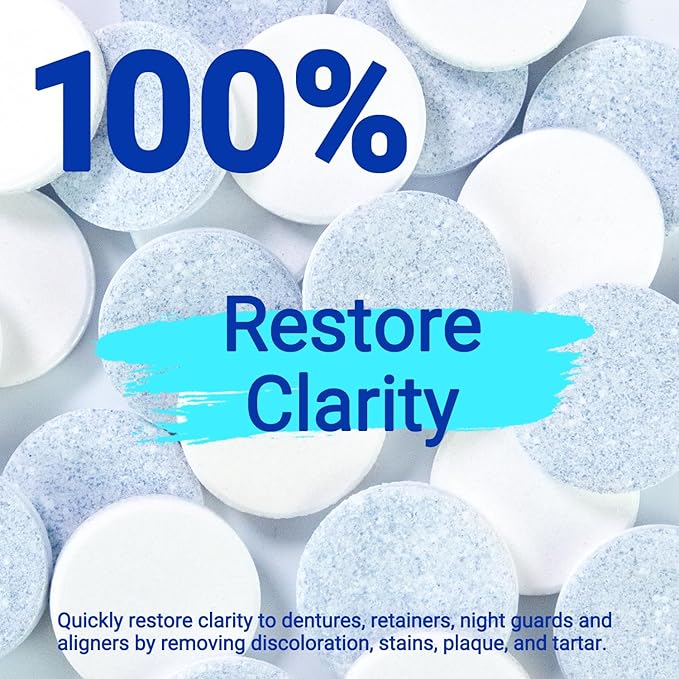 MySmile Retainer Cleaner with 120 Denture Cleaning Tablets, Quickly Remove Odors, Discoloration Stains & Plaque from Aligner, Mouth Guard, Night Guard and More Dental Appliances (Mint+Orange Flavor)