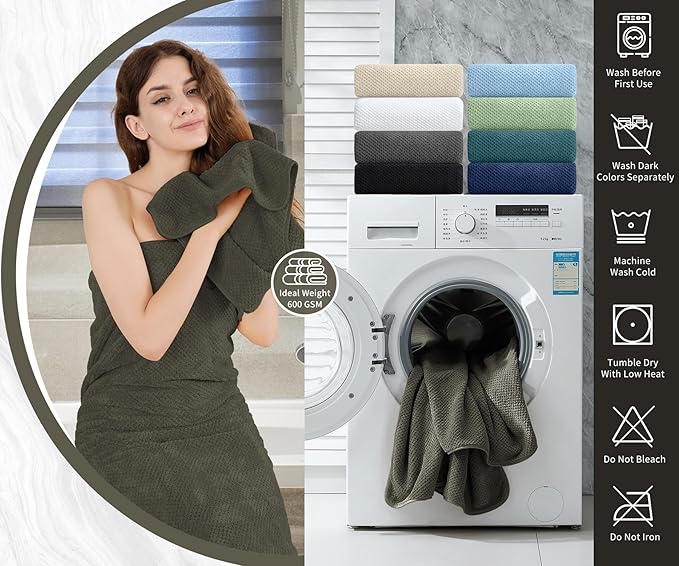 8 Piece Bathroom Towel Set Brown |2 Oversized Large Bath Towels Sheet,2 Hand Towels and 4 Washcloths| 600GSM Ultra Soft Luxury Premium Towel Set Highly Absorbent Quick Dry Hotel Towel Collection