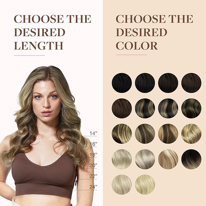 GOO GOO Clip in Hair Extensions Real Human Hair, Remy Human Hair Extensions Clip ins for Women, Natural Human Hair, 18inch 130g 7Pcs, 3/8/613 Balayage Walnut Brown to Ash Brown and Bleach Blonde