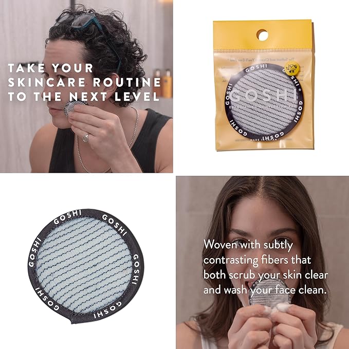 GOSHI Exfoliating Complexion Pads - Reusable, Rapid-Drying, Soft Exfoliating Face Scrubber for All Skin Types - Yellow - Made in Japan