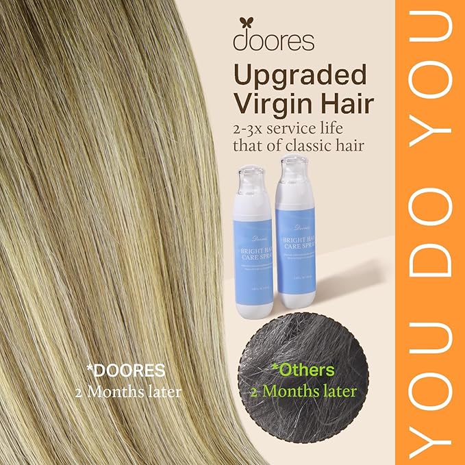 DOORES Micro Link Hair Extensions Human Hair, Balayage Walnut Brown to Ash Brown and Bleach Blonde 16 Inch 50g/50s, Microloop Invisible Hair Extensions for Women