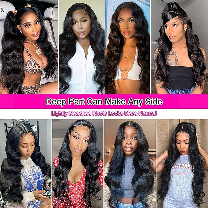 Aicrelery 13x6 Lace Front Wigs Human Hair for Women Body Wave 13x6 HD Lace Frontal Wigs 180 Density Brazilian Glueless Pre Plucked with Baby Hair Natural Black Color 18 Inch