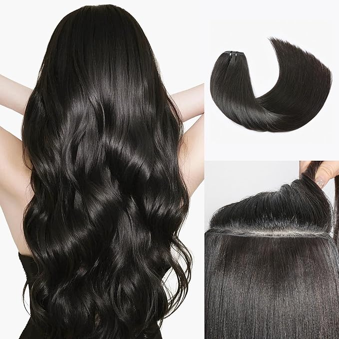 LUVME Invisible Clip in Hair Extensions Real Human Hair, 14 inch 2 Pack 220g 12Pcs, Natural Black Remy Human Hair Extensions Clip ins for Women, Natural Human Hair