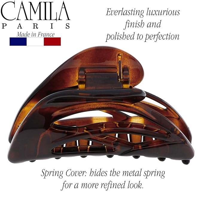 Camila Paris CP2297 French Hair Clip for Women, Small Dolphin Tortoise Shell, Girls Hair Claw Clips Jaw Fashion Durable and Styling Hair Accessories for Women, Strong Hold No Slip Grip Made in France
