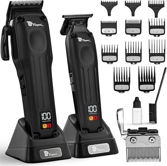Fagaci Professional Hair Clippers for Men with Superior Precision, Brushless Motor Barber Clippers and Trimmers Set, 5X Longer Sharpness Hair Cutting Kit, Mens Haircut Cordless Clipper for Barber