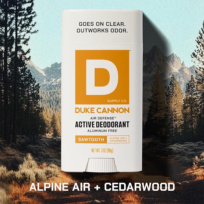 Duke Cannon Aluminum-Free Deodorant for Men - Air Defense, 3 oz – Long-Lasting, Clear Glide, Skin-Soothing Formula, Alpine + Cedarwood (Sawtooth)