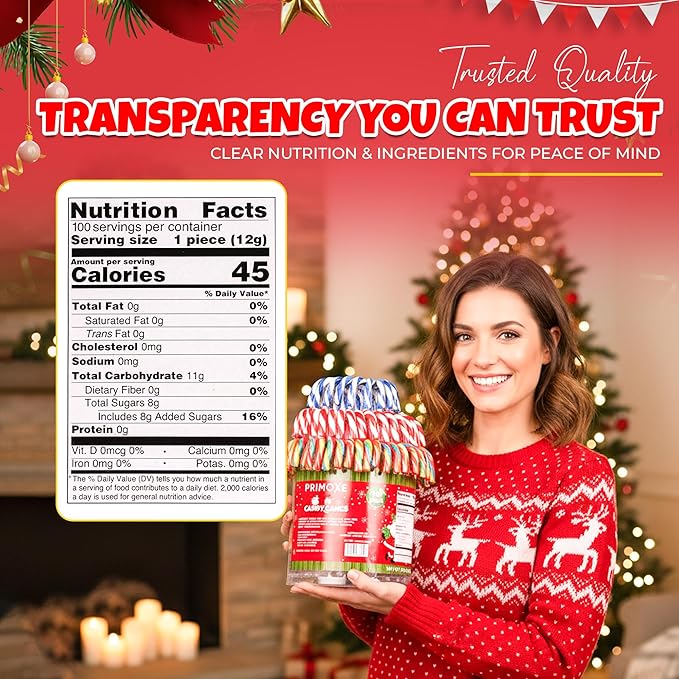 Christmas Candy Canes Assorted Flavors, Tutti Frutti, Blue & White Peppermint Sticks, Red Cherry Mix, Large Candy Canes Individually Wrapped Bulk Christmas Candy for Décor, Parties & Gifts – 100 Count