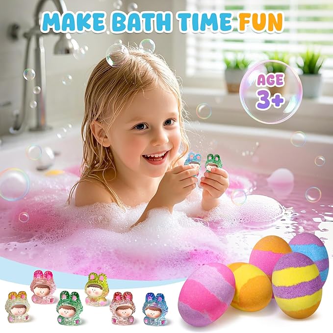 Bath Bombs with Toys Inside, Christmas Stocking Stuffers for Kids, Natural & Organic Kids Bath Bombs, Bubble Bath Birthday Gifts Set for Kid Boys and Girls Ages 3+