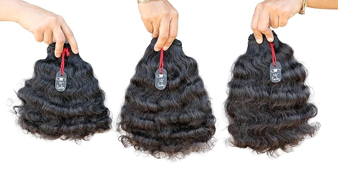 IDM Natural Raw Indian Hair Weft Bundles, Soft Curly, 100% Human Hair (10"12"14" Curly 3Bundles)