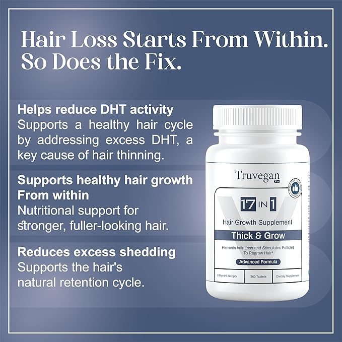 Hair Growth Supplement | 360 Tablets - 6 Months Supply | Support Thicker, Fuller Healthy Hair Growth For Men & Women - Advanced Hair Growth 17 in 1 Formula