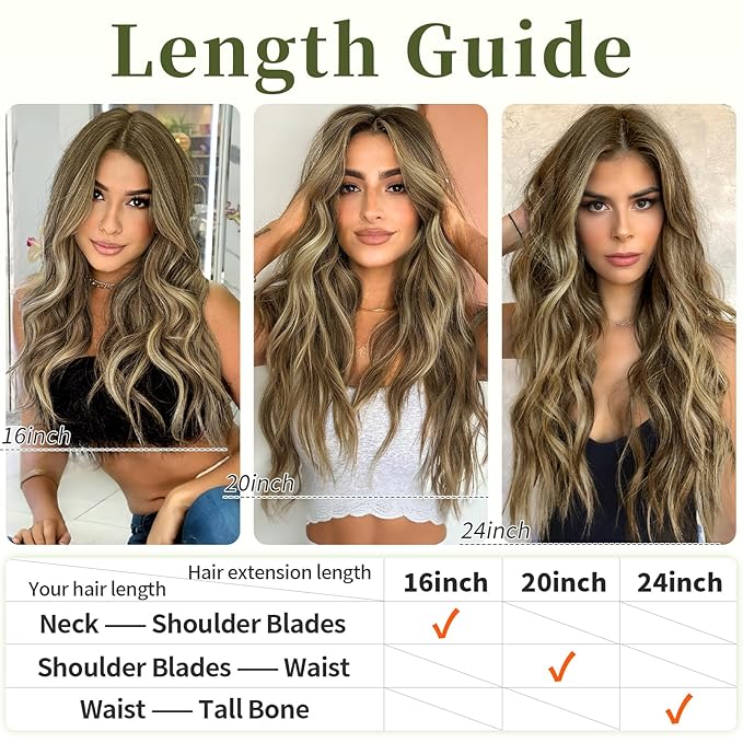 KooKaStyle Invisible Wire Hair Extensions with Transparent Headband Adjustable Size 4 Secure Clips Long Wavy Secret Wire Hairpiece 16 Inch for Women(Medium Brown with Blonde)626D#