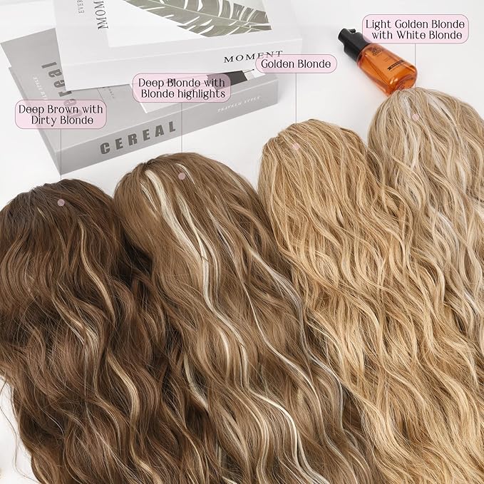 HOOJIH Ponytail Extension, Drawstring Ponytail Hair Extensions 26 Inch Long Curly Wavy Ponytail Natural Wavy Synthetic Hairpiece for Women Daily Use - Golden Blonde