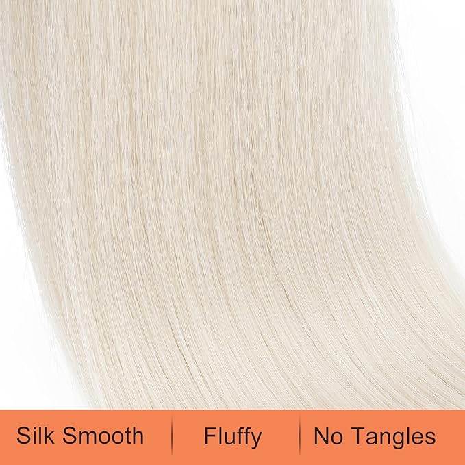 SEIKEA Ponytail Extensions Drawstring Long Straight Fake Pony Tail Natural Soft Clip in Hair Extension Synthetic Heat Resistant Hairpiece 20 Inch Platinum Blonde