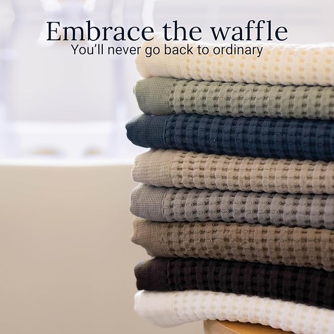 GILDEN TREE Waffle Bath Sheet Quick Dry Towel, Thin Luxury Bath Towels, Bath Sheets 40x80 Large Bath Towels, Modern Style (White)